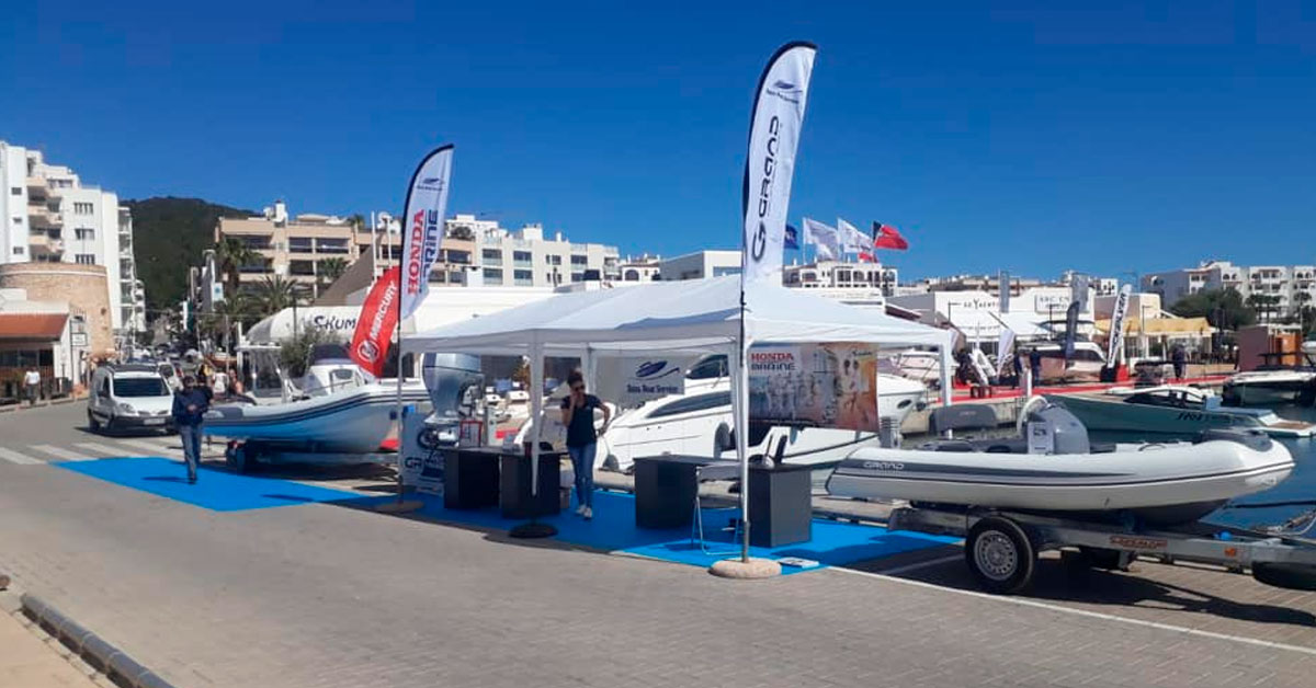 El stand de Ibiza Boat Service en la Feria Náutica de Santa Eulalia este año